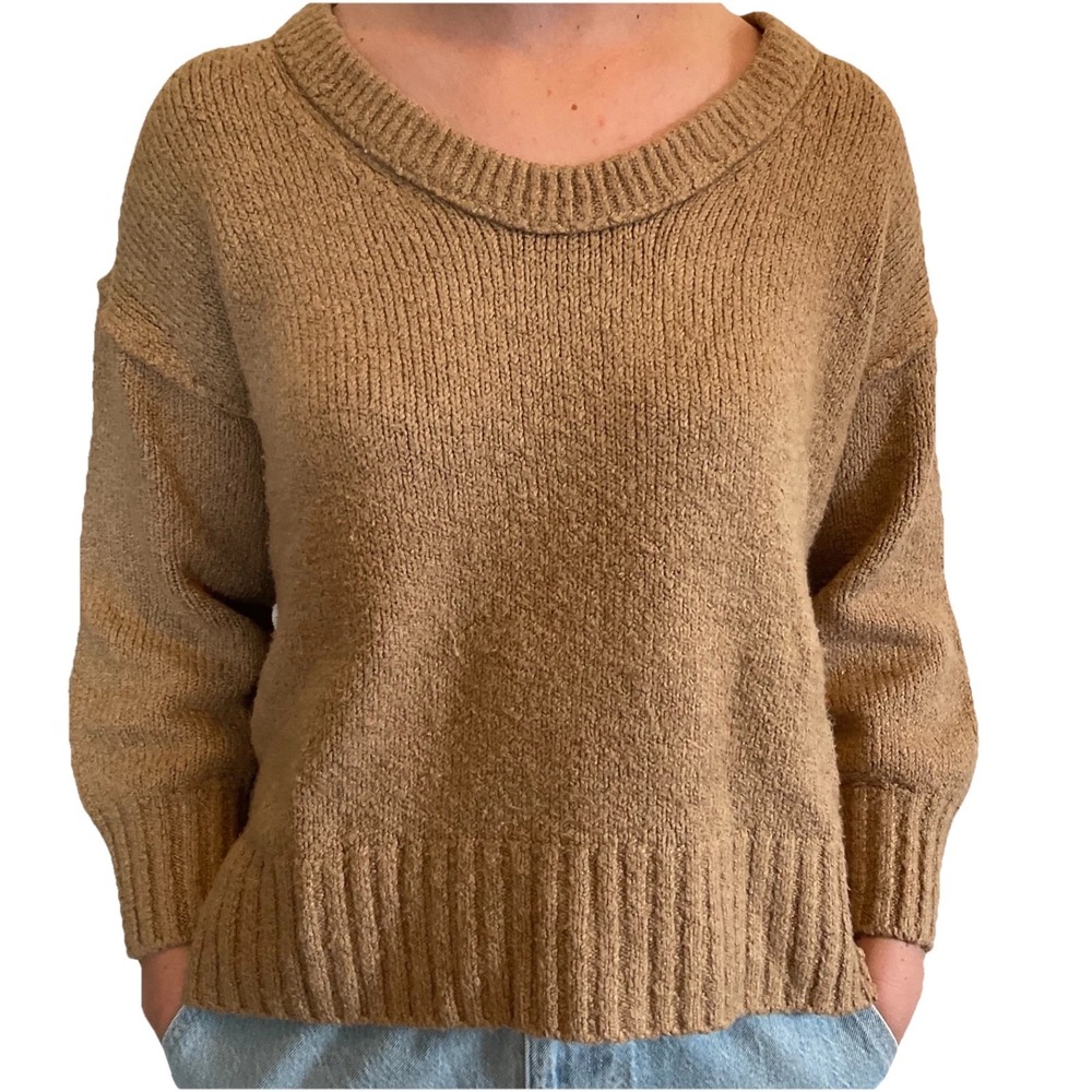 Free People Anthropology Brookside Oversize Dolman Sleeves Scoop Brown Neck XS